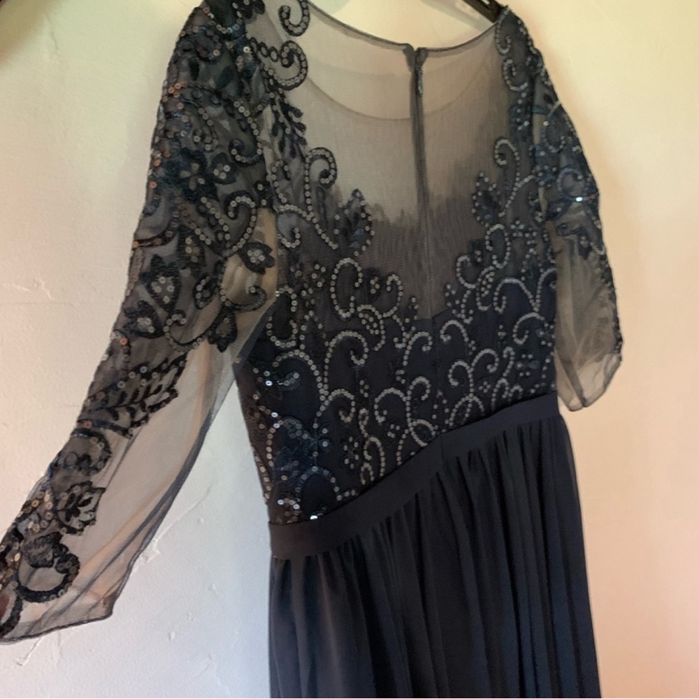 JJ’s House NWT Navy Chiffon Floor Length Formal Dress - Picture 8 of 8